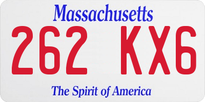MA license plate 262KX6