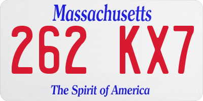 MA license plate 262KX7