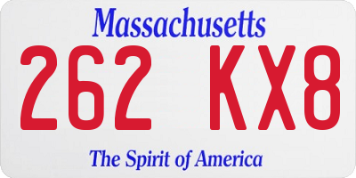 MA license plate 262KX8