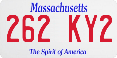 MA license plate 262KY2