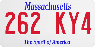 MA license plate 262KY4