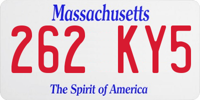MA license plate 262KY5