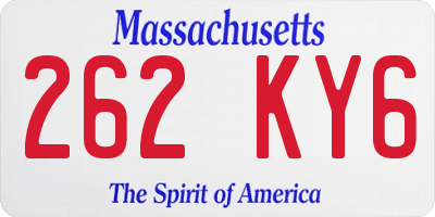 MA license plate 262KY6