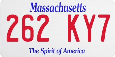 MA license plate 262KY7