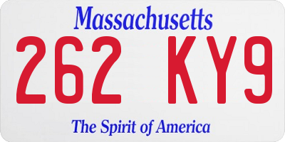 MA license plate 262KY9
