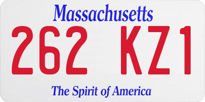 MA license plate 262KZ1