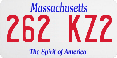 MA license plate 262KZ2