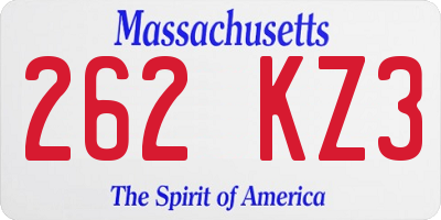 MA license plate 262KZ3