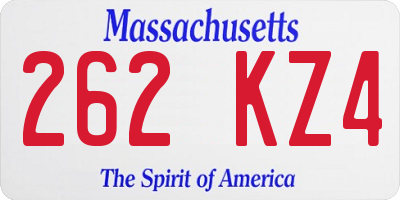 MA license plate 262KZ4