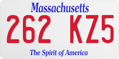 MA license plate 262KZ5