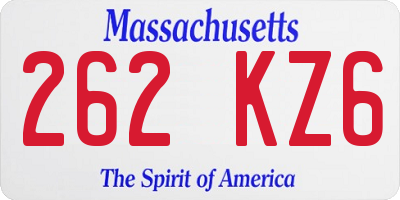 MA license plate 262KZ6
