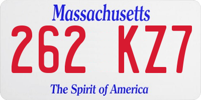 MA license plate 262KZ7