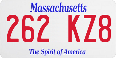 MA license plate 262KZ8