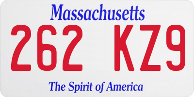 MA license plate 262KZ9