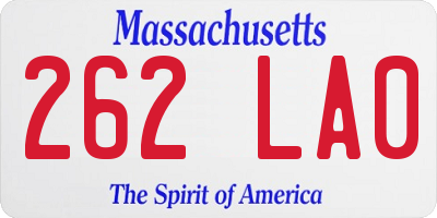 MA license plate 262LA0