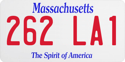 MA license plate 262LA1