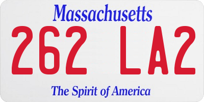 MA license plate 262LA2