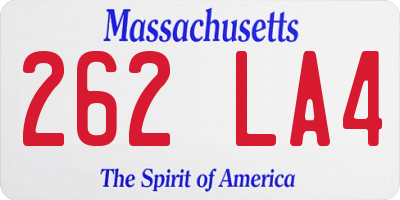 MA license plate 262LA4