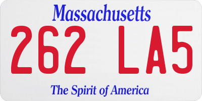 MA license plate 262LA5