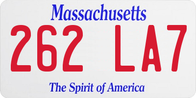 MA license plate 262LA7