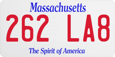 MA license plate 262LA8