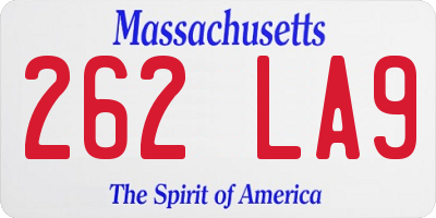 MA license plate 262LA9