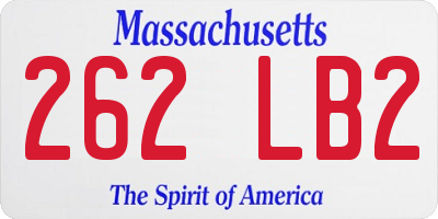 MA license plate 262LB2