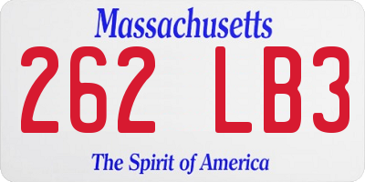 MA license plate 262LB3