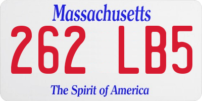MA license plate 262LB5