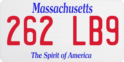 MA license plate 262LB9