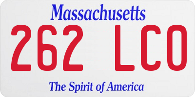 MA license plate 262LC0