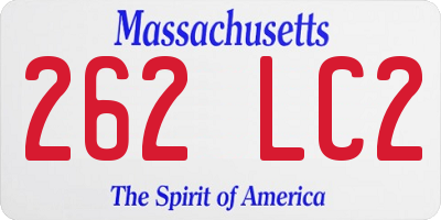 MA license plate 262LC2