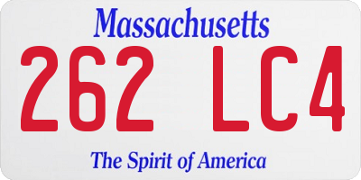 MA license plate 262LC4