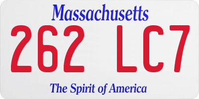 MA license plate 262LC7