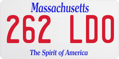 MA license plate 262LD0