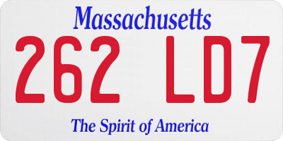 MA license plate 262LD7