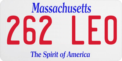 MA license plate 262LE0