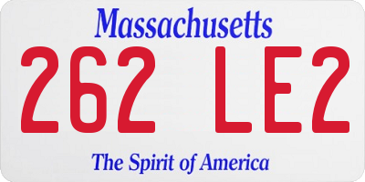 MA license plate 262LE2