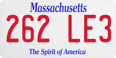 MA license plate 262LE3