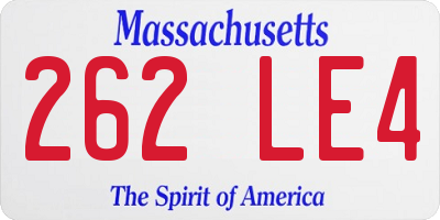 MA license plate 262LE4