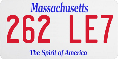 MA license plate 262LE7
