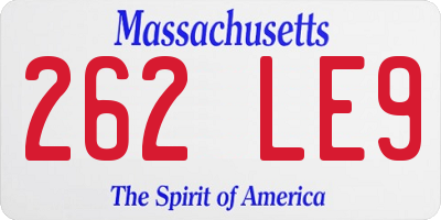 MA license plate 262LE9