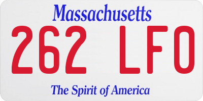 MA license plate 262LF0