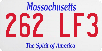 MA license plate 262LF3