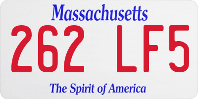 MA license plate 262LF5