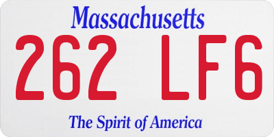 MA license plate 262LF6