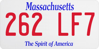 MA license plate 262LF7