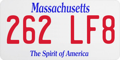MA license plate 262LF8