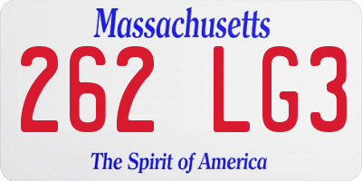 MA license plate 262LG3