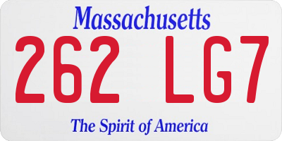 MA license plate 262LG7